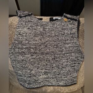 Zara Black and White Textured Crop Top